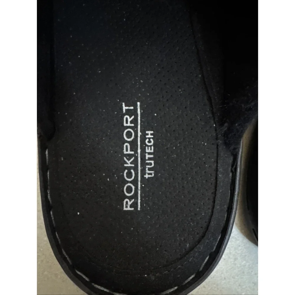 Rockport Darwyn Slide Men's Leather Slip-On Sandals Cushioned Black 14W